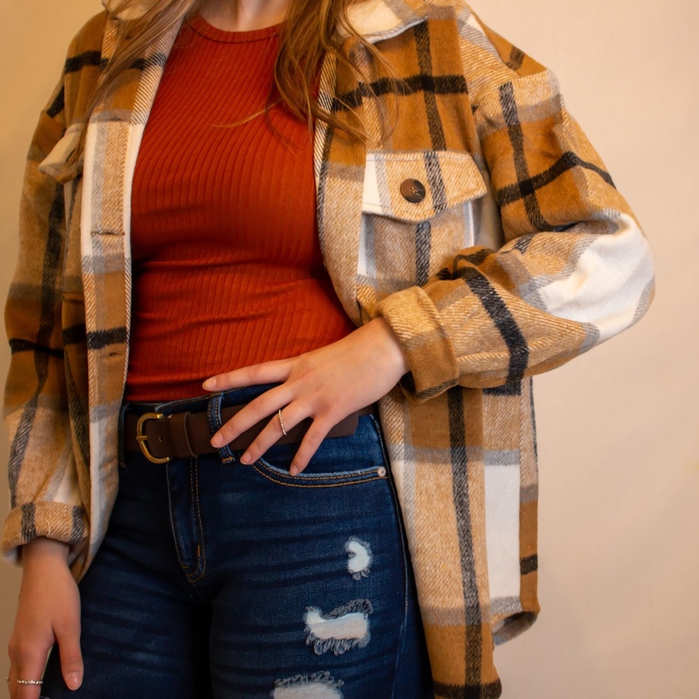 Caramel Plaid Flannel Shacket